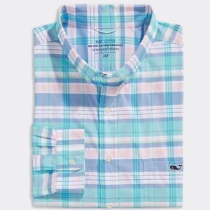 Vineyard Vines Big & Tall Plaid On-The-Go Shirt in Performance Nylon XLT